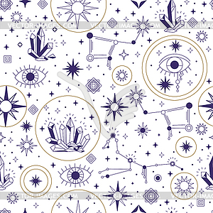 Star constellations mystic seamless pattern - vector clip art