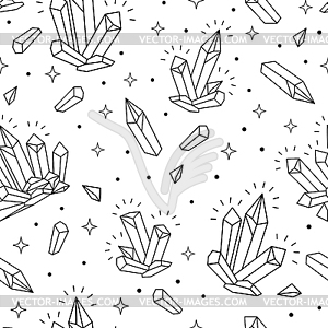 Magic outline crystals seamless pattern - royalty-free vector clipart