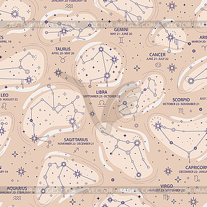 Space Galaxy constellation seamless pattern - vector clipart