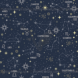 Space Galaxy constellation seamless pattern - vector clipart