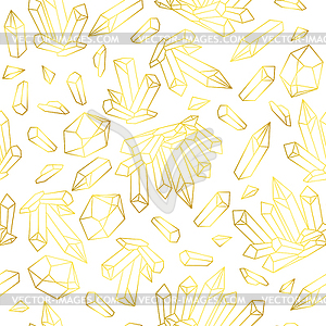 Magic linear gold crystal seamless pattern - vector image