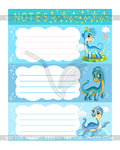 Sticker design with cute blue dinosaurs - vector image