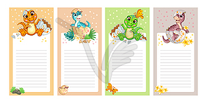 Sticker design set with cute baby dinosaurs - vector image