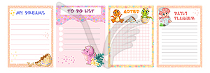 Cute dinosaurs note pad set - vector clipart