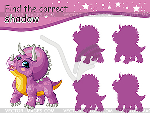 Find correct shadow of triceratops dinosaur - vector clip art