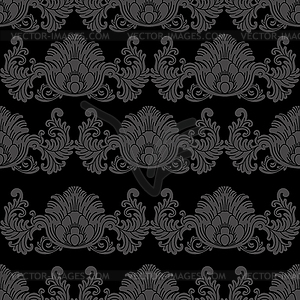 Seamless abstract pattern. Floral motif black - vector image