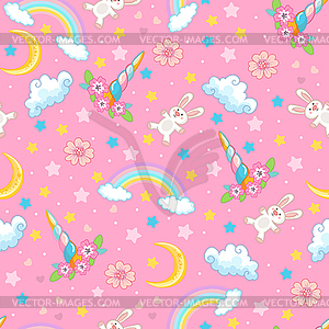 Unicorn horn and rainbows color background - vector EPS clipart