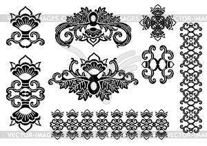 Decorative set of ornament silhouette shapes - vector image