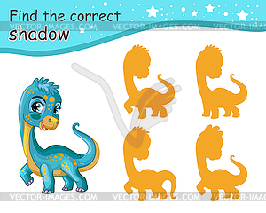 Find correct shadow of dinosaur - vector clipart