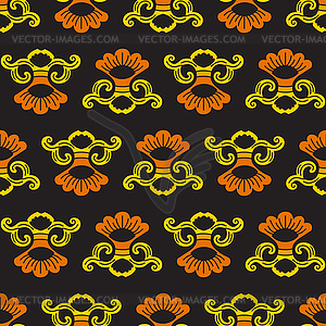 Orange abstract flowers seamless pattern background - vector clipart