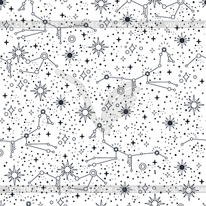 Star constellations seamless pattern - vector clipart