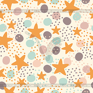 Seamless pattern stars and spots background - vector clip art