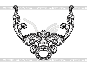 Hand drawing design element in baroque style - white & black vector clipart