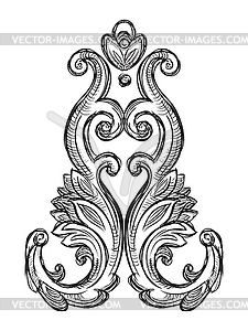 Hand drawing element in baroque style - vector image