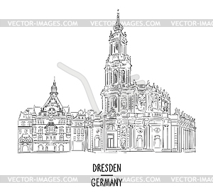 Germany landmark Dresden square - vector clipart