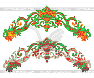 Decorative Slavic floral ornament two elements set - vector image