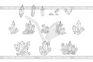 Набор кристаллов для рисования абстрактных линий - векторный клипарт EPS