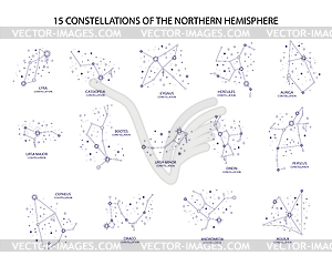 Constellations of northern hemisphere set - vector clip art