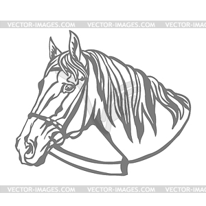 Horse with bridle stencil template - vector clipart