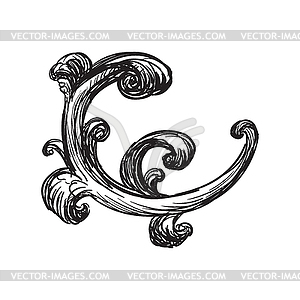 Hand drawing swirl design element - vector clip art