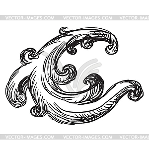 Swirl hand drawing design element - vector clipart / vector image