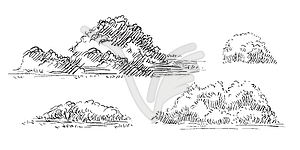 Hand drawing shrubs set - royalty-free vector image