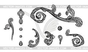 Set of baroque vintage element with flourish motif - vector clip art