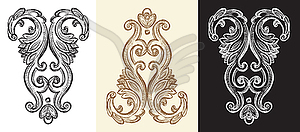 Hand drawing baroque design elements set - vector image