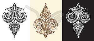 Hand drawing baroque design elements set - vector clip art