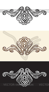 Engraving baroque design element set - color vector clipart