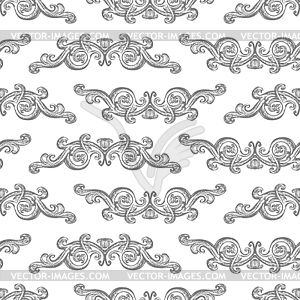 Hand drawing ornate baroque seamless pattern - stock vector clipart