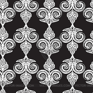 Engraved ornate baroque seamless pattern - vector image