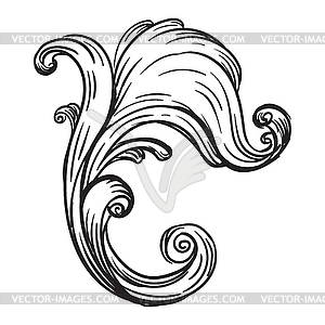 Engraved ornate baroque design element - vector clipart