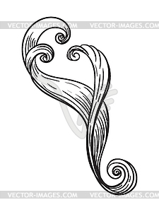 Engraved ornate design element - white & black vector clipart