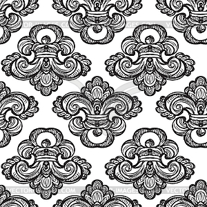 Baroque hand drawing monochrome seamless pattern - vector image