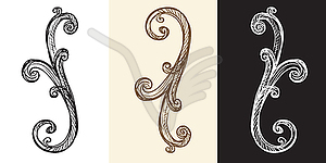 Set three colors baroque hand drawing design - vector clipart / vector image