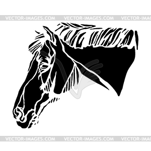 Abstract black silhouette of horse head - vector clipart