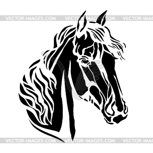 Black and white horse head - vector clip art