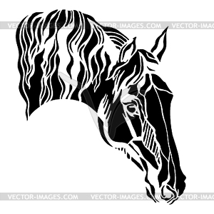 Black horse head in profile - vector clipart