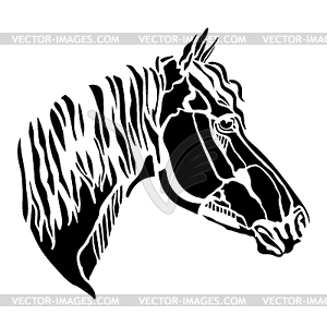 Horse head black silhouette - white & black vector clipart