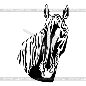 Black horse head in profile - vector clipart