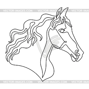 Line art Horse head in one continuous line drawing - vector clipart
