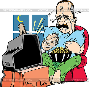 Man watching television - vector clipart