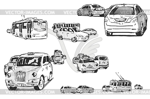 Set of sketch machines - vector clipart