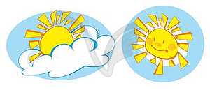 Sun and clouds - vector image