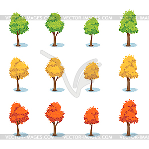 Set of deciduous trees - vector image