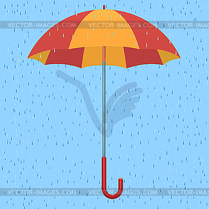 Umbrella in the rain - vector clipart