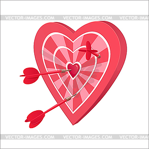 Target for darts in the form of heart - vector clipart