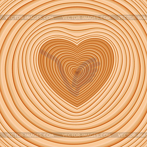 Cross cut of a log with heart - vector clip art