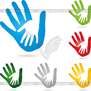 Hands, physiotherapy, children hand - vector clip art